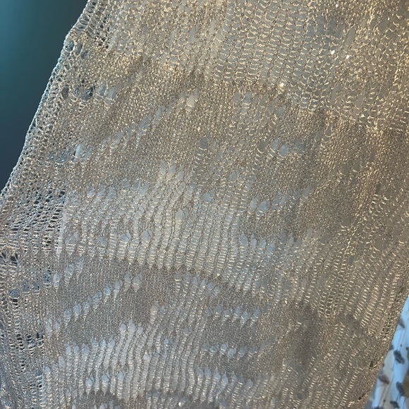 Zara Silver Sequin Metallic Open Knit Detail Tank Camo Maxi Long Dress - Picture 5 of 6